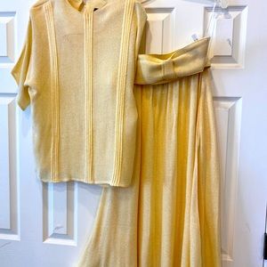 Vintage Y2K SkirtSuit Open Weave Gauze Knit Belt Full Skirt Elastic Waist size 8